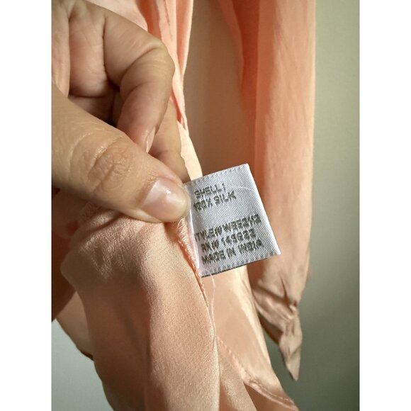 Walter Baker 100% Silk Ruffle V-neck Long Sleeve Blouson Top Modest Careerwear M - Picture 7 of 10